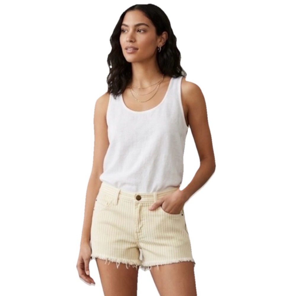 Current Elliott Yellow & White Pin Striped Zipper Shorts Women’s Size Small